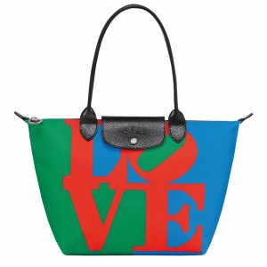 Longchamp Longchamp x Robert Indiana M Schultertasche Damen Rot Navy | 649GCJNQE