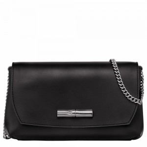 Longchamp Roseau Clutch Umhängetasche Damen Schwarz | 547QKZGYH