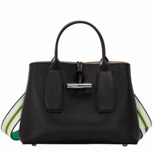 Longchamp Roseau M Handtasche Damen Schwarz | 376YDNJMB