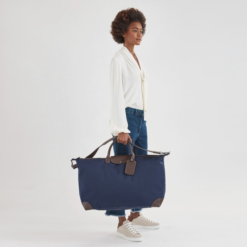 Longchamp Boxford M Reisetasche Damen Blau | 453MGYOIP