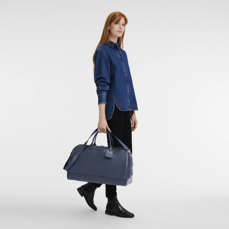 Longchamp Le Foulonné M Reisetasche Damen Navy | 926FLYZUM