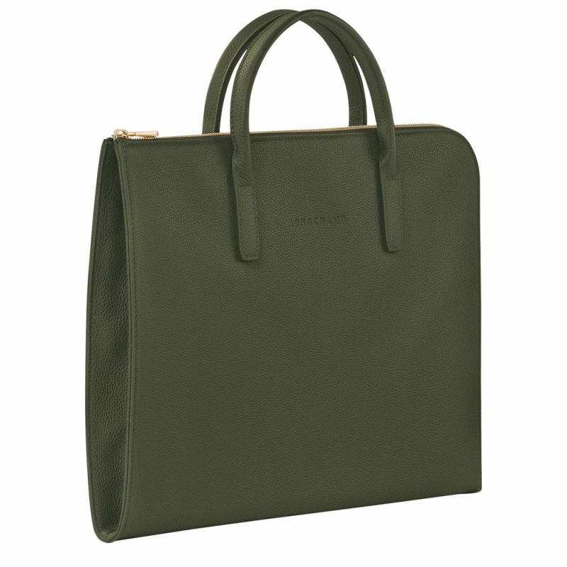 Longchamp Le Foulonné S Aktentasche Damen Khaki | 567GUAMSO