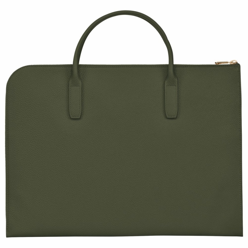 Longchamp Le Foulonné S Aktentasche Damen Khaki | 567GUAMSO