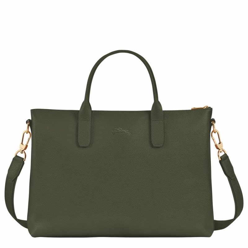 Longchamp Le Foulonné S Aktentasche Damen Khaki | 753CMHRAV