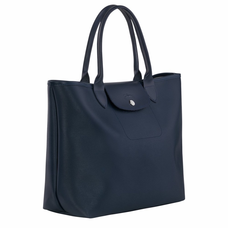 Longchamp Le Pliage City L Handtasche Damen Navy | 853FOAUCB