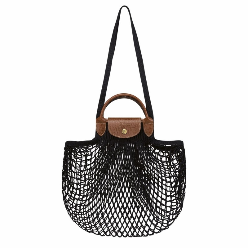 Longchamp Le Pliage Filet L Mesh Bags Schultertasche Damen Schwarz | 247QBXPHJ