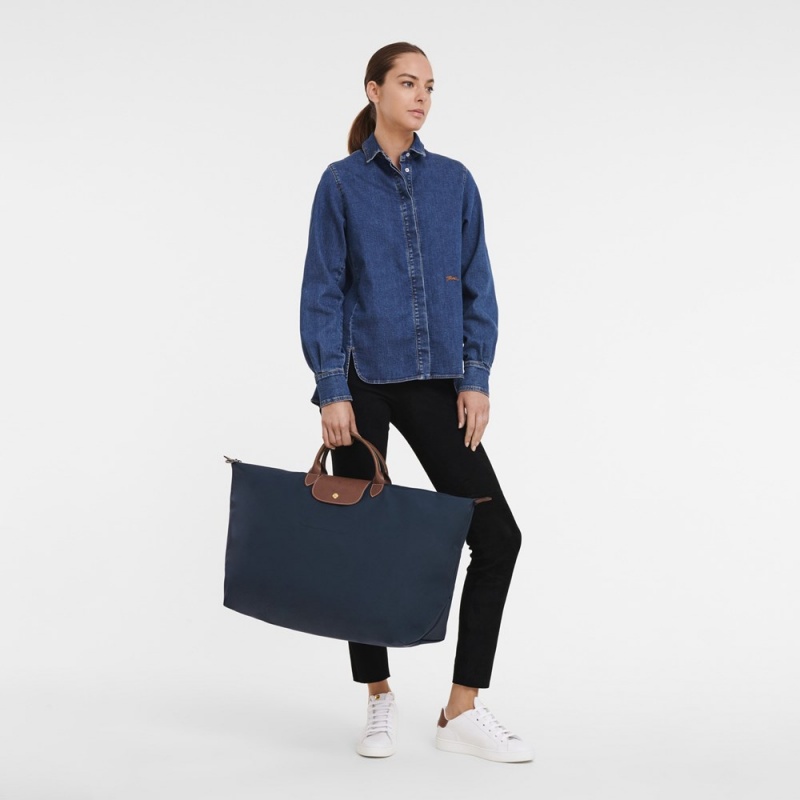 Longchamp Le Pliage Original M Reisetasche Damen Navy | 957FUZYGV