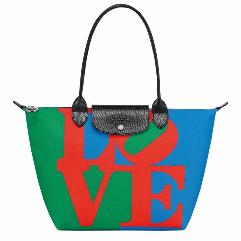 Longchamp Longchamp x Robert Indiana M Schultertasche Damen Rot Navy | 649GCJNQE