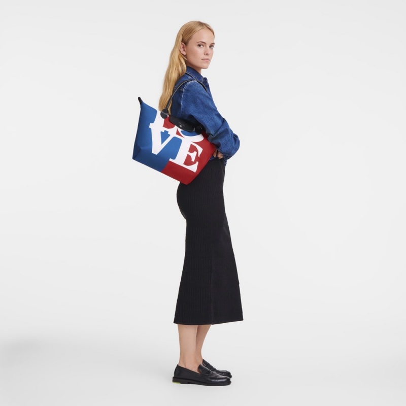 Longchamp Longchamp x Robert Indiana M Schultertasche Damen Weiß | 416PCYUGW