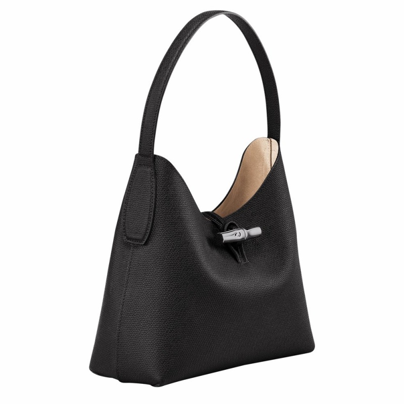 Longchamp Roseau M Hobo Tasche Damen Schwarz | 364TXSMUQ