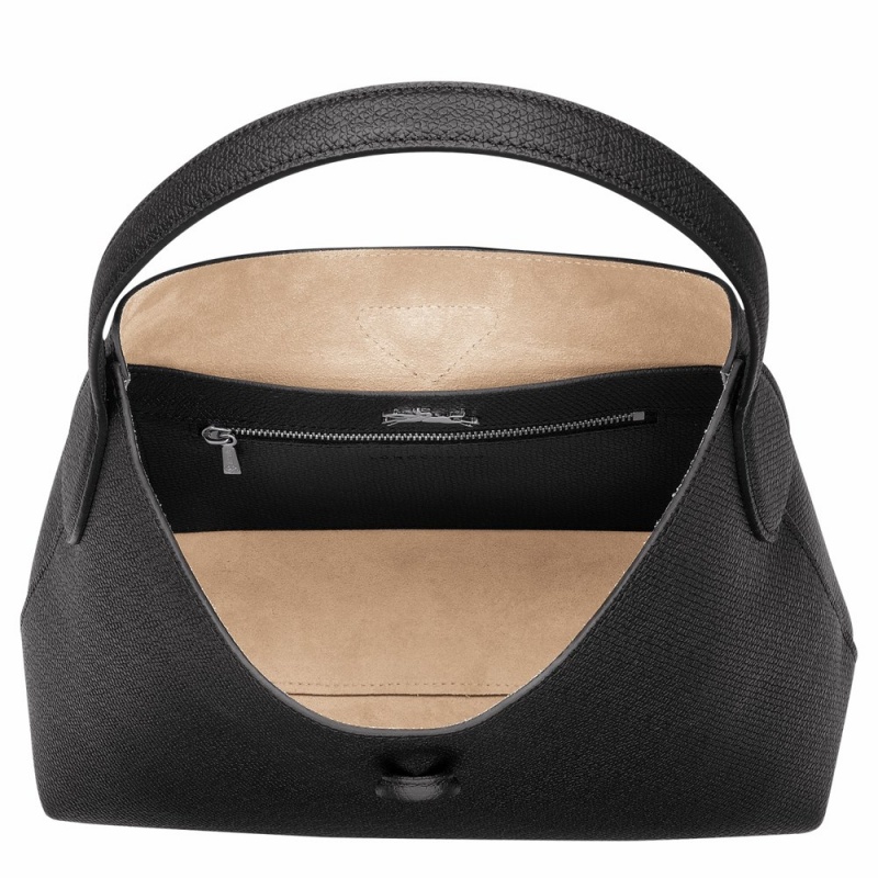 Longchamp Roseau M Hobo Tasche Damen Schwarz | 364TXSMUQ